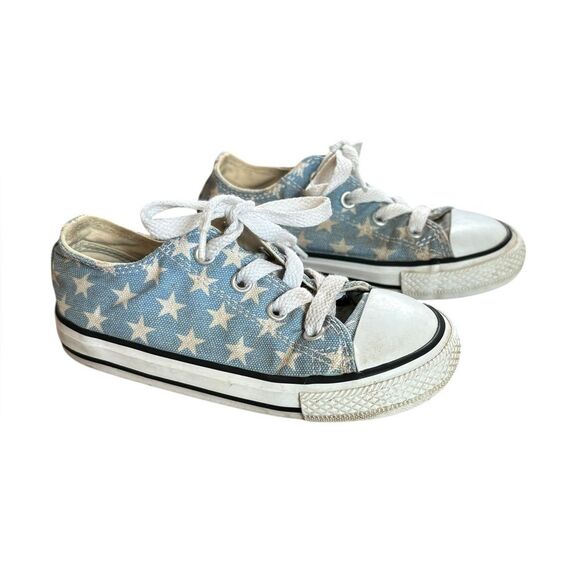 Converse Chuck Taylor All Star Sneakers Light Blue White Stars Toddler Size 8 - Picture 1 of 7